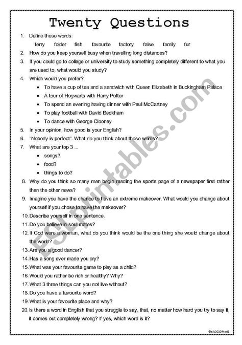 TWENTY QUESTIONS .